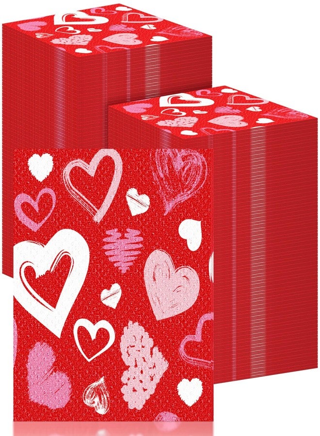 ReliThick 200 Pcs Valentine‘s Day Paper Napkins 13 x 13'' Red Heart Disposable Napkins Cocktail Engagement Napkins Dinner Lunch Red Heart Napkins for Valentine Wedding Anniversary Party Supplies - Image 1